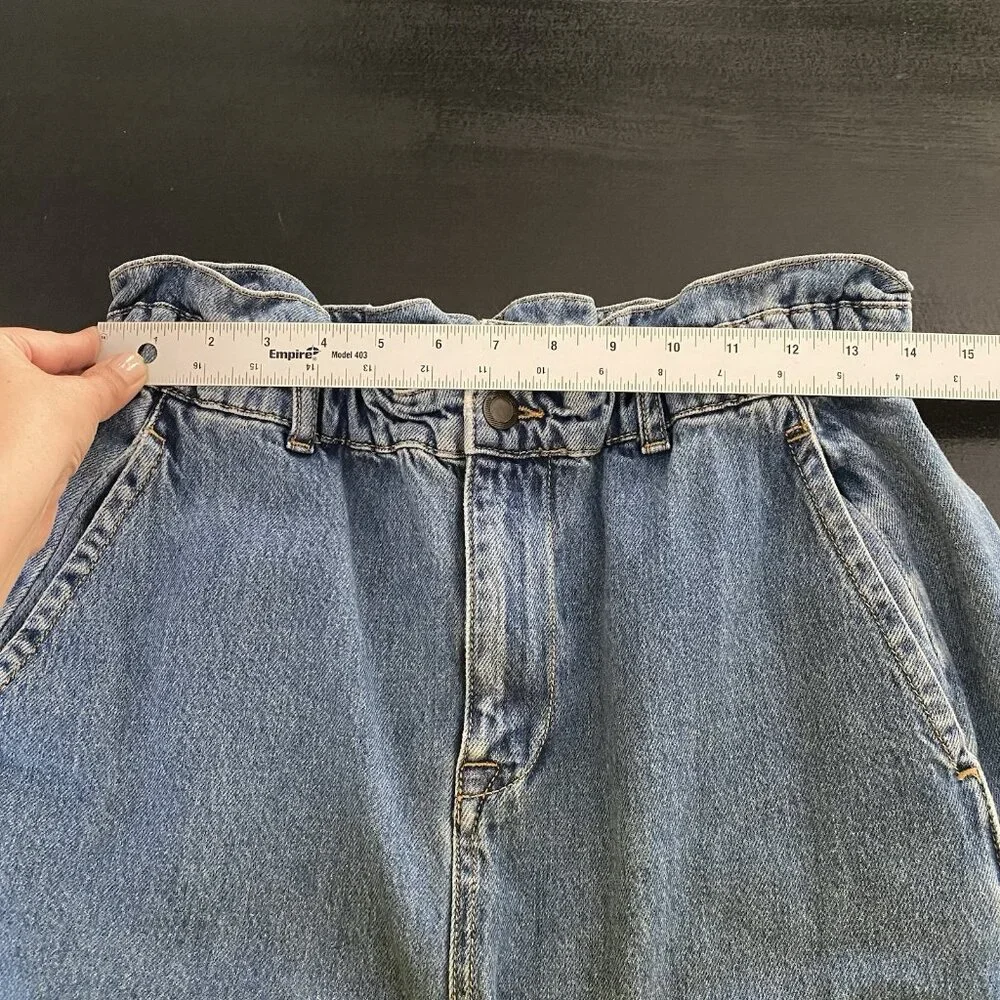 Zara Jeans Women's 8 Baggy Barrel High Waisted Ruffled Paperbag Elastic Waist - Picture 10 of 13